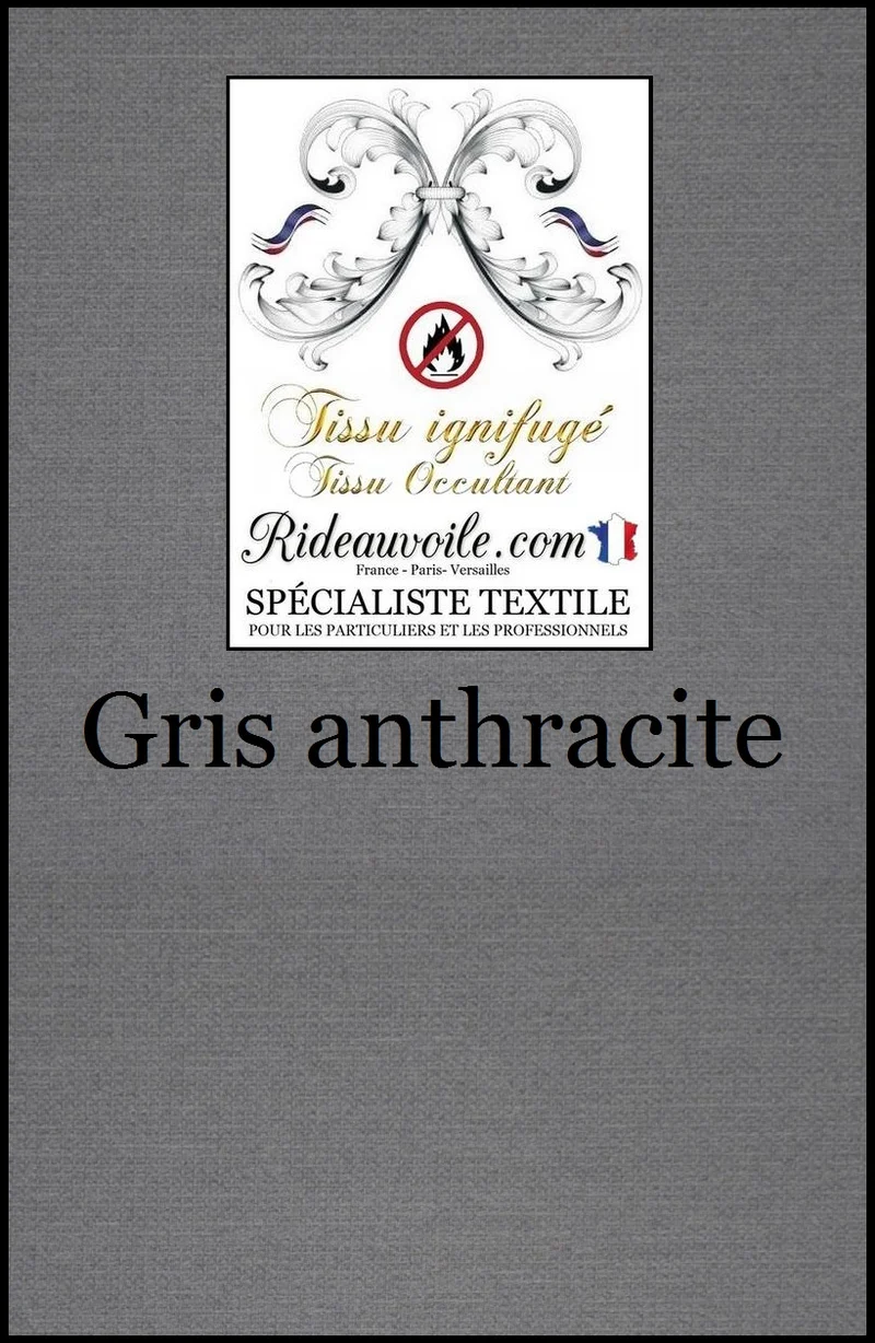 Tissu occultant isolant thermique gris phonique acoustique non feu au mètre rideaux