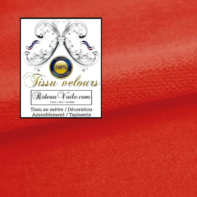 Tissu haut de gamme ameublement velours orange réversible au mètre canapé rideau
