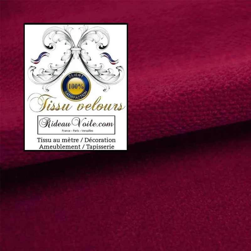 Tissu haut gamme velours ameublement velours rose prune réversible mètre canapé rideau
