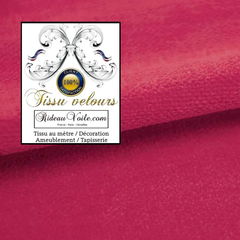 Velours de luxe éditeur textile ameublement rose fushia réversible mètre canapé rideau
