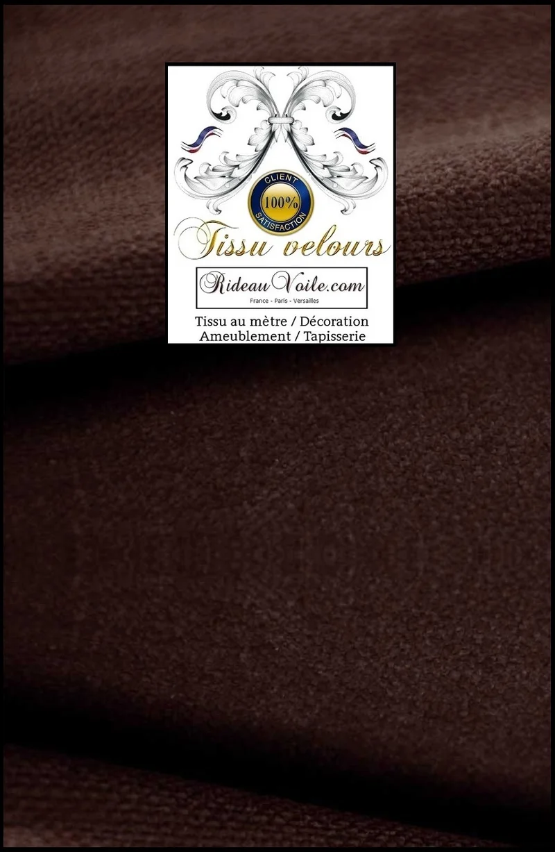 Étoffe d'éditeur textile d'ameublement velours marron réversible double face mètre