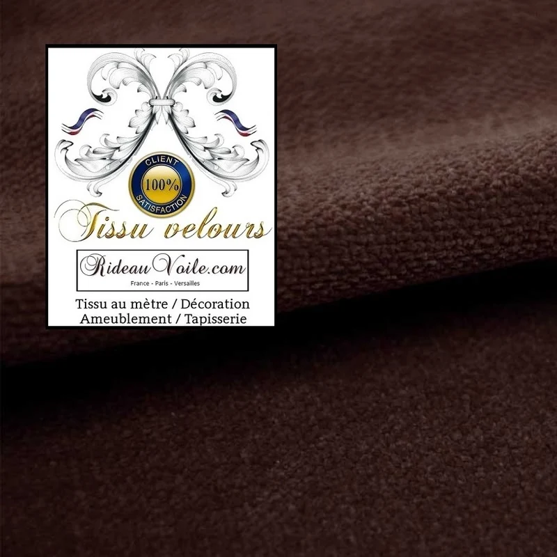 Étoffe d'éditeur textile d'ameublement velours marron réversible double face mètre