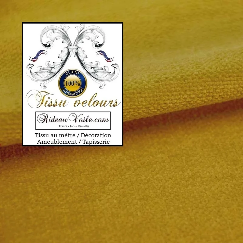 Boutique Étoffe éditeur velours ameublement jaune réversible double face mètre