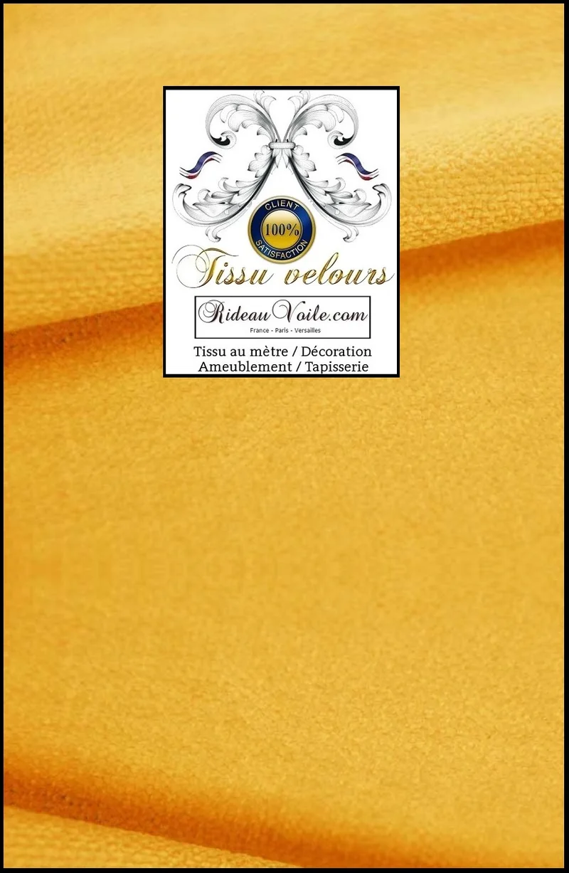 Tissu d'éditeur étoffe d'ameublement velours jaune réversible double face mètre rideau