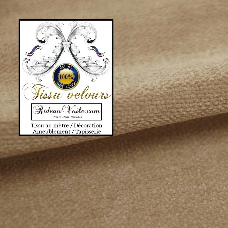 Tissu Velours blanc beige sisal ameublement réversible double face mètre rideau