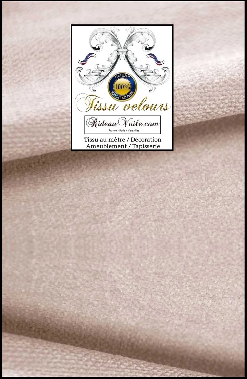 Spécialiste éditeur textile Velours d'ameublement blanc ficelle double face mètre rideau