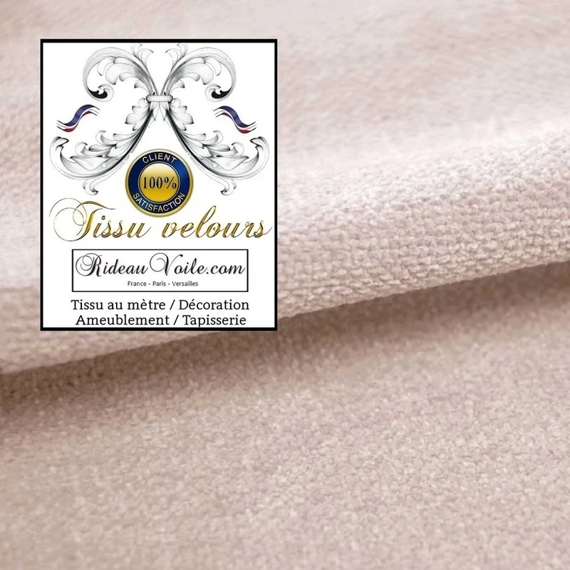 Spécialiste éditeur textile Velours d'ameublement blanc ficelle double face mètre rideau