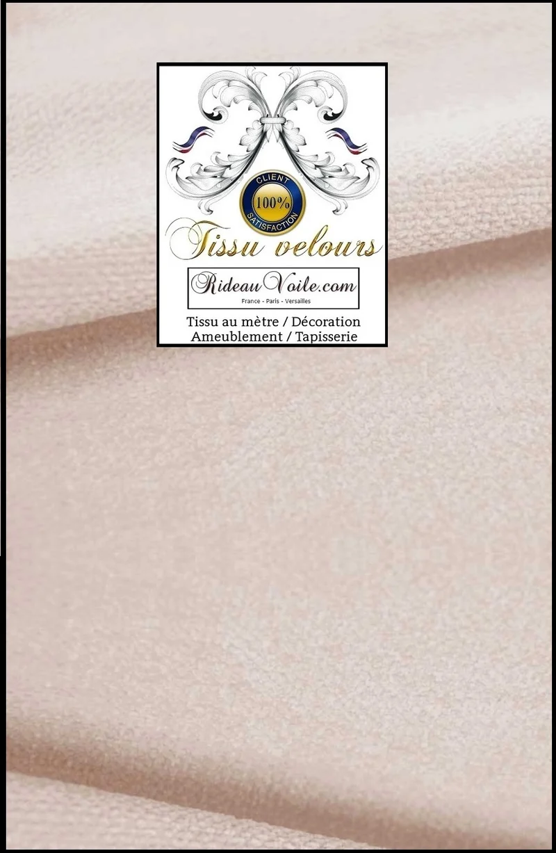 Spécialiste tissu Velours d'ameublement blanc écru double face mètre rideau canapé