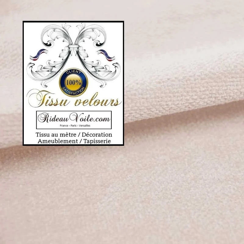 Spécialiste tissu Velours d'ameublement blanc écru double face mètre rideau canapé