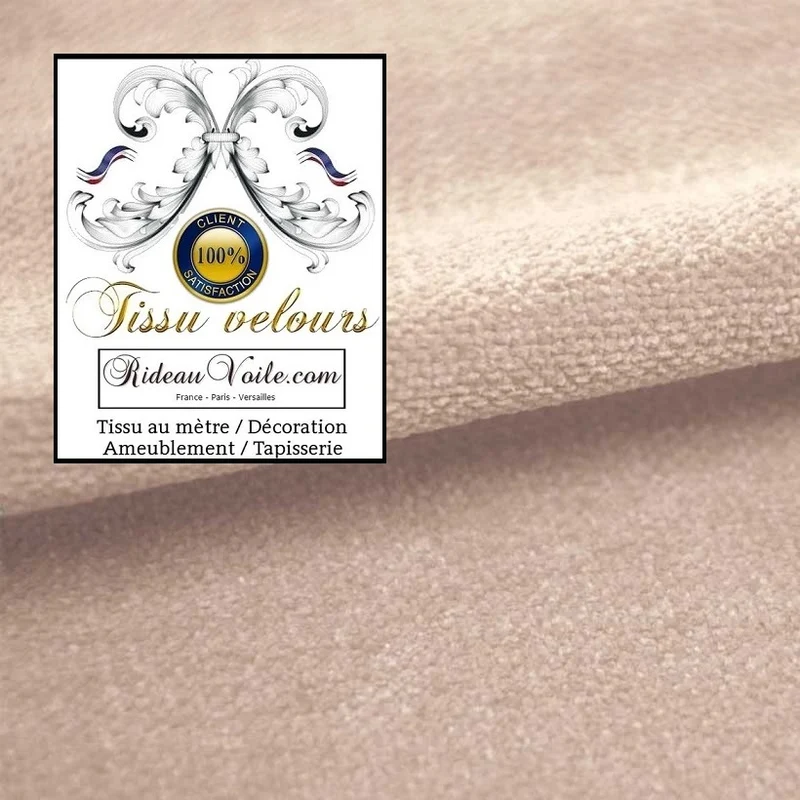 Spécialiste textile Velours d'ameublement blanc grège double face mètre rideau canapé