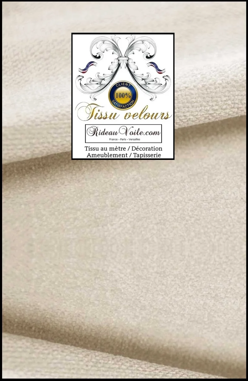 Tissu addict Velours d'ameublement blanc IVOIRE double face mètre rideau canapé
