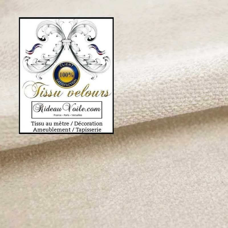 Tissu addict Velours d'ameublement blanc IVOIRE double face mètre rideau canapé