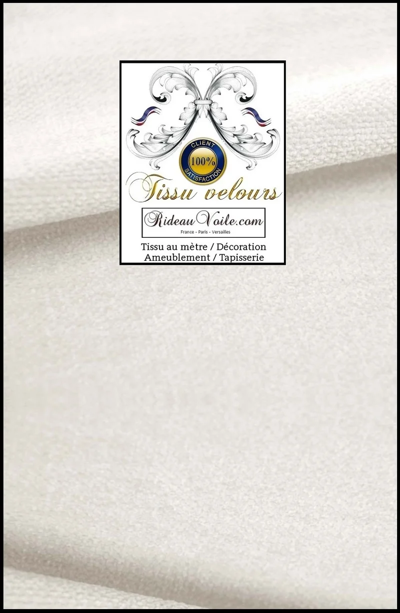 Boutique tissu addict Velours d'ameublement blanc neige double face mètre rideau canapé