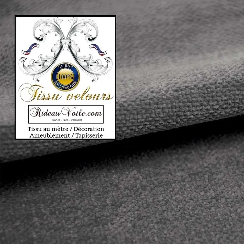 Boutique Velours tissu ameublement gris foncé double face au mètre rideau canapé