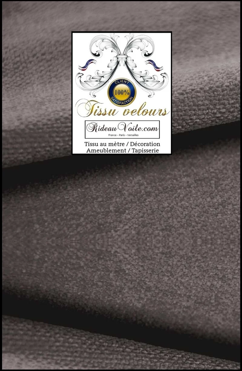 Velours double face tissu d'ameublement gris noir marron réglisse au mètre rideau canapé