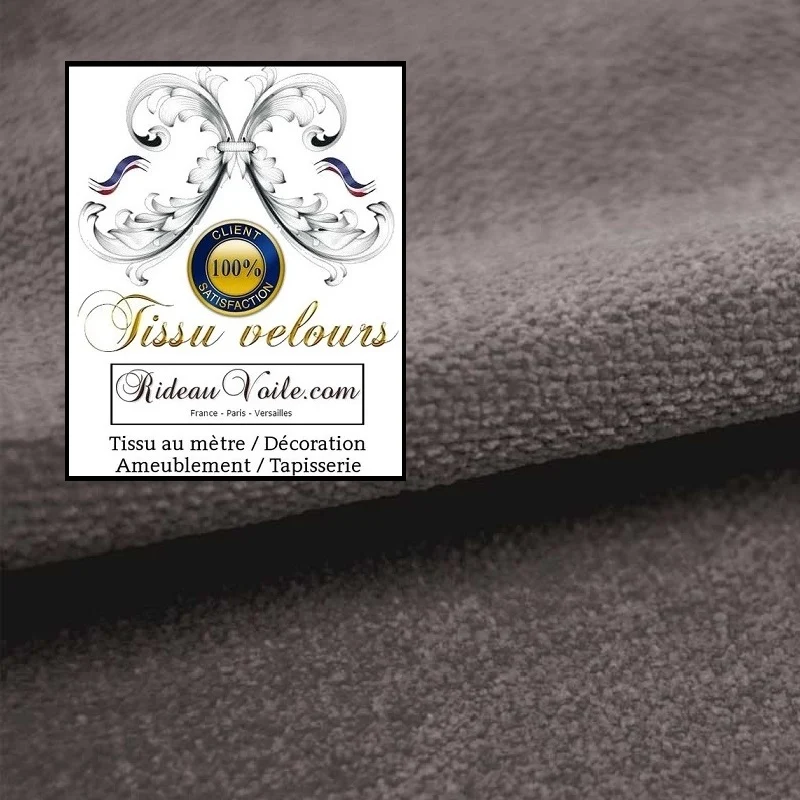 Velours double face tissu d'ameublement gris noir marron réglisse au mètre rideau canapé