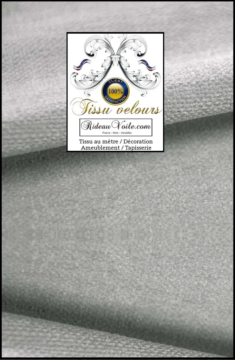 Velours double face tissu textile ameublement haut gamme gris mètre rideau canapé