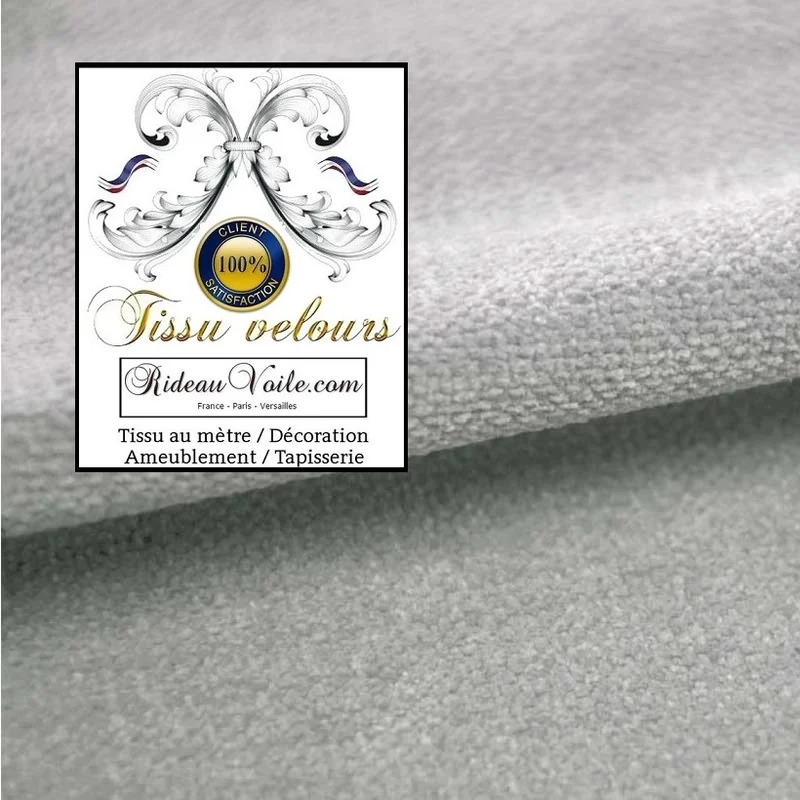 Velours double face tissu textile ameublement haut gamme gris mètre rideau canapé