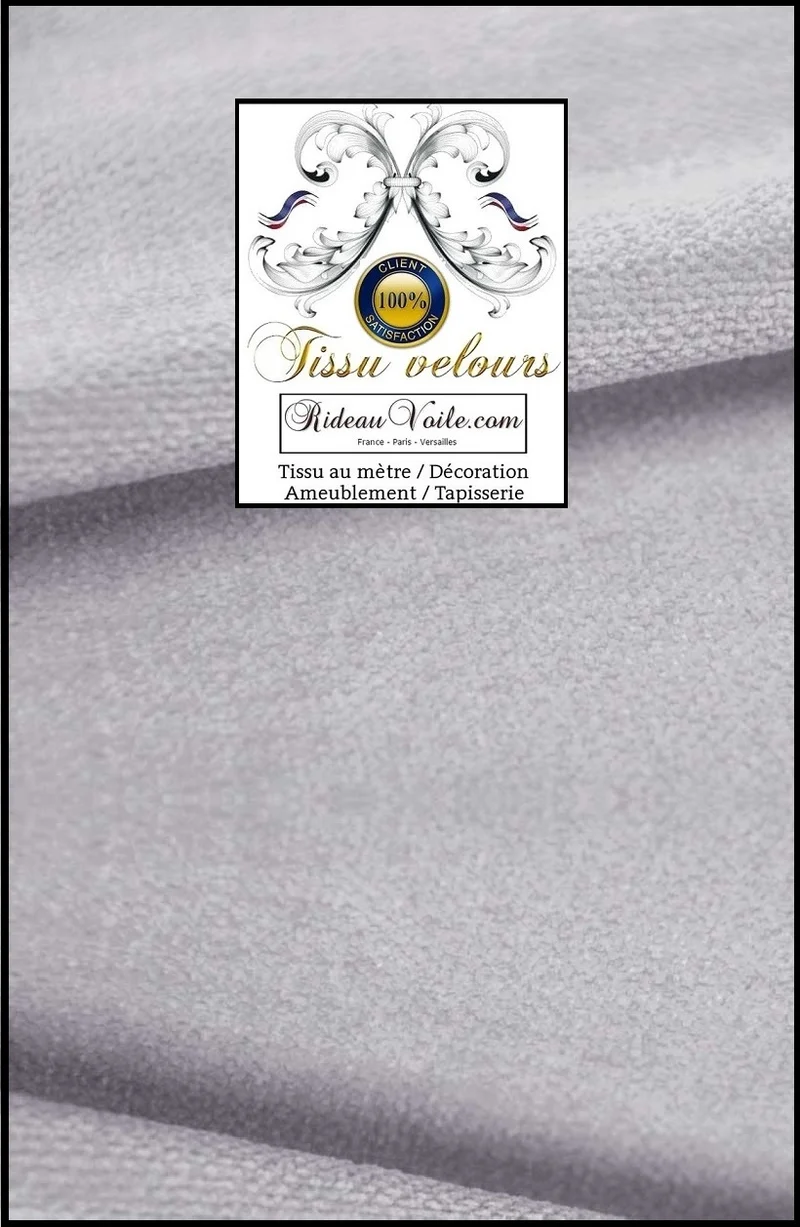 Velours double face tissu ameublement haut gamme éditeur textile gris clair mètre