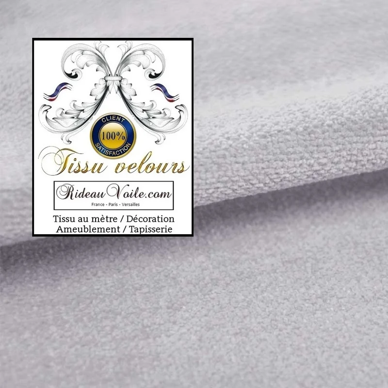 Velours double face tissu ameublement haut gamme éditeur textile gris clair mètre