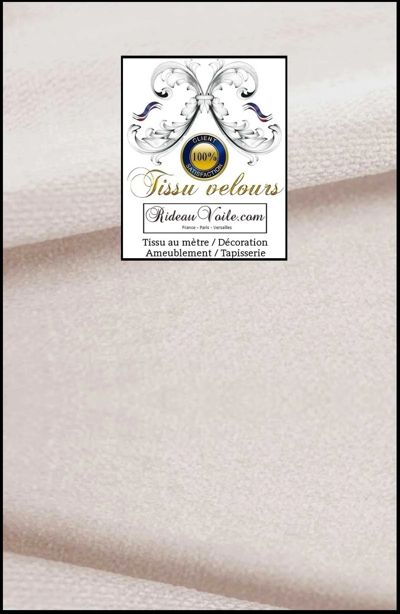 Velours blanc écru double face tissu ameublement haut gamme éditeur textile mètre