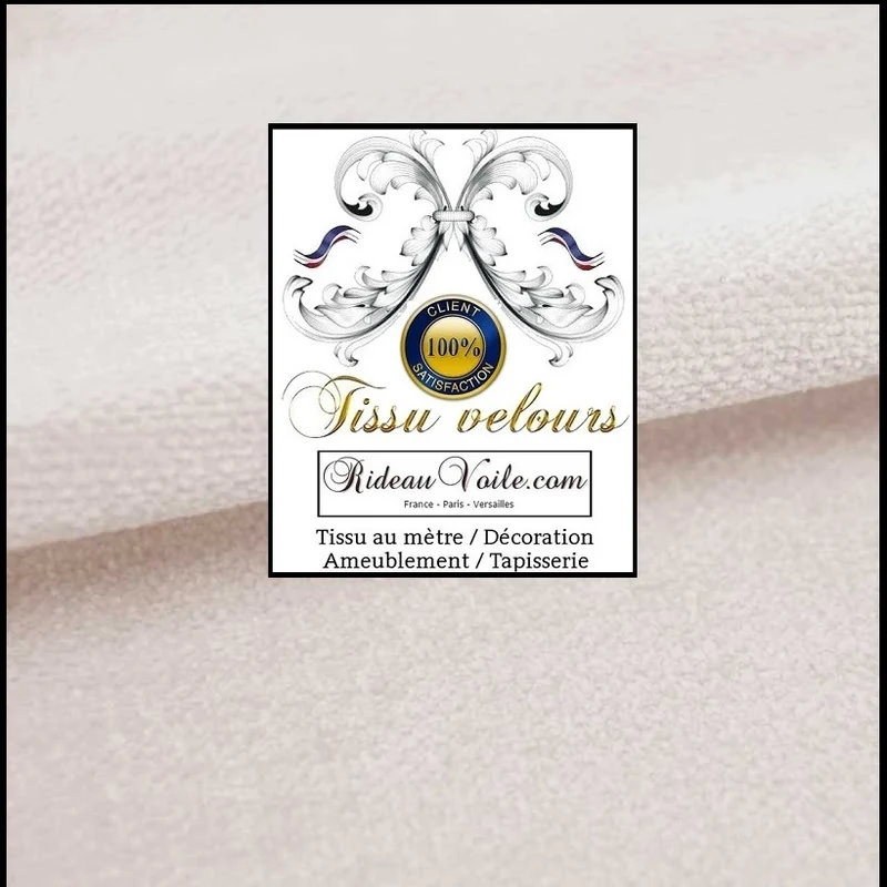 Velours blanc écru double face tissu ameublement haut gamme éditeur textile mètre