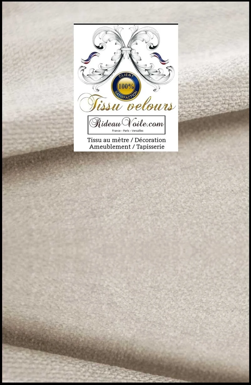 Tissu Velours blanc écru éditeur textile ameublement tapisserie mètre rideau sur mesure