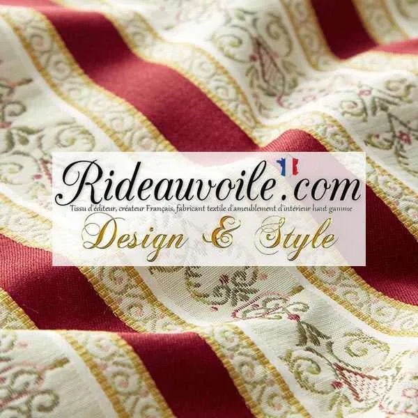 Tissu éditeur ameublement haut gamme Jacquard rayures satin Rouge foncé