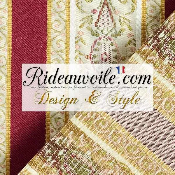 Tissu éditeur ameublement haut gamme Jacquard rayures satin Rouge foncé