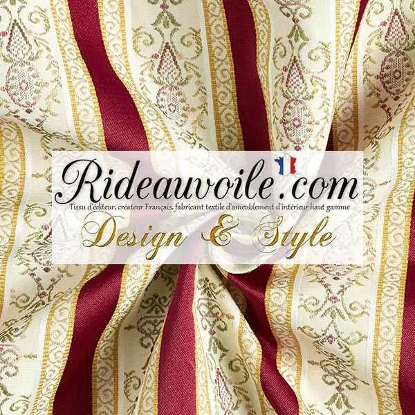 Tissu éditeur ameublement haut gamme Jacquard rayures satin Rouge foncé