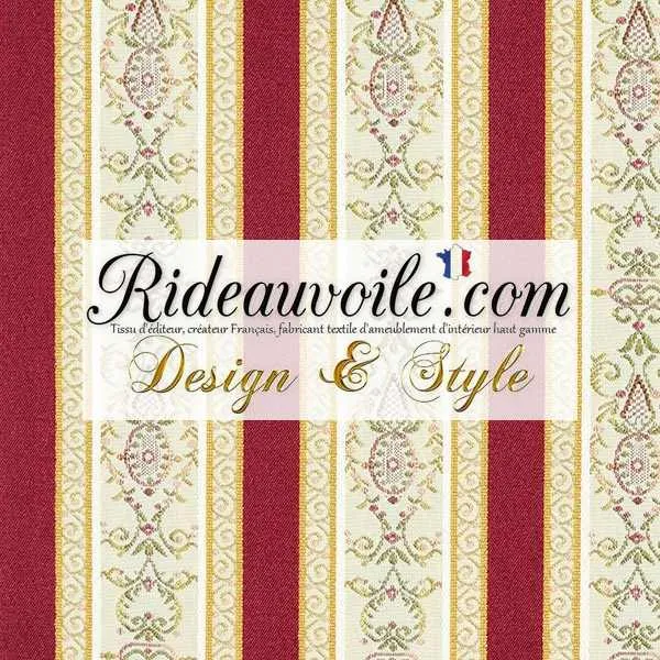 Tissu éditeur ameublement haut gamme Jacquard rayures satin Rouge foncé