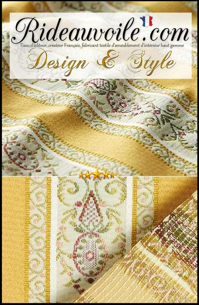 Tissu ameublement haut gamme mètre écru jaune Jacquard rayures satin rideau