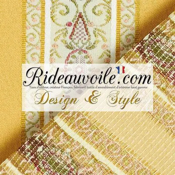 Tissu ameublement haut gamme mètre écru jaune Jacquard rayures satin rideau