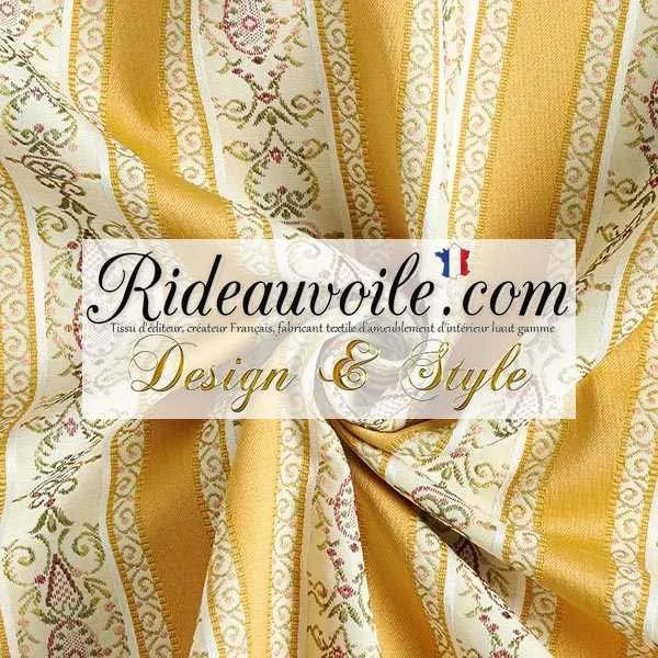 Tissu ameublement haut gamme mètre écru jaune Jacquard rayures satin rideau