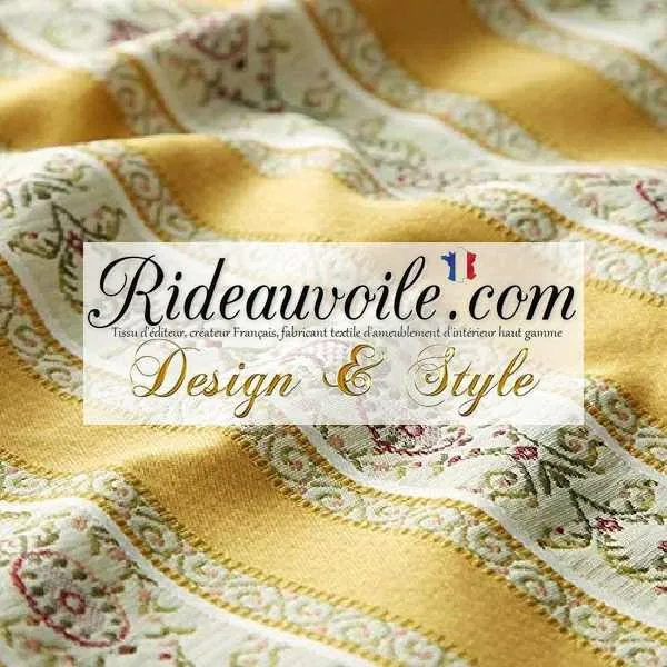 Tissu ameublement haut gamme mètre écru jaune Jacquard rayures satin rideau