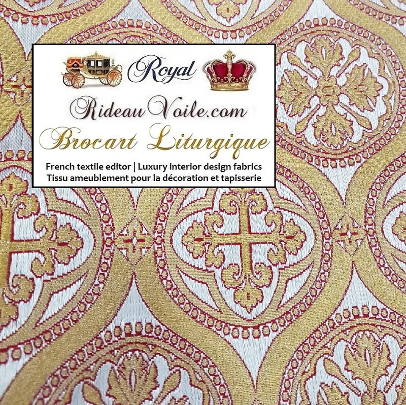 Brocart blanc vin Tissu Médiéval ornement religieux vêtement et déco mètre rideau