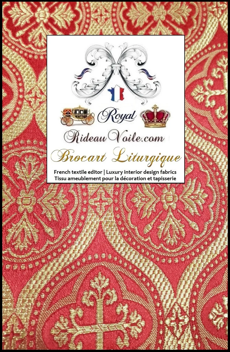 Brocart Or et Rouge Tissu liturgique ameublement décoration au mètre rideau