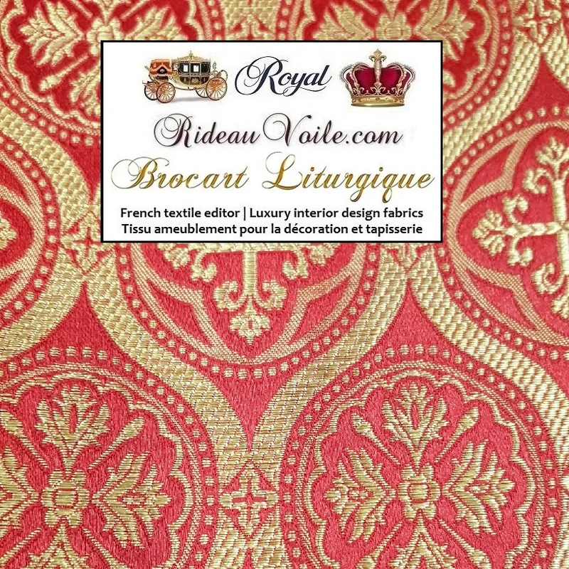 Brocart Or et Rouge Tissu liturgique ameublement décoration au mètre rideau