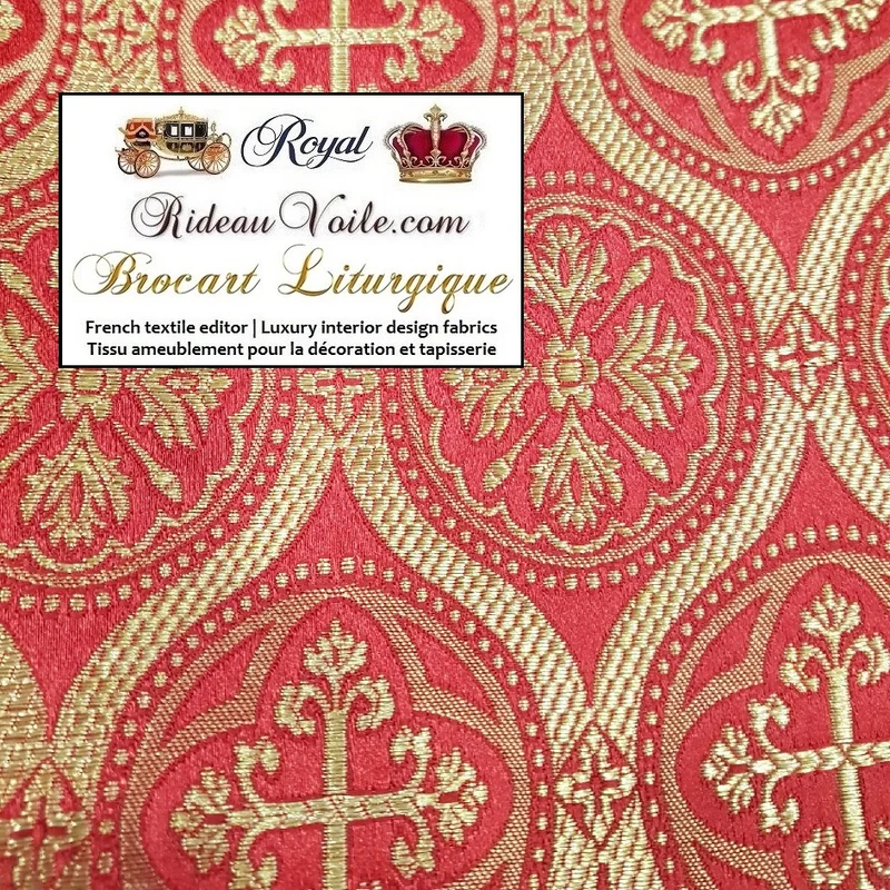 Brocart Or et Rouge Tissu liturgique ameublement décoration au mètre rideau