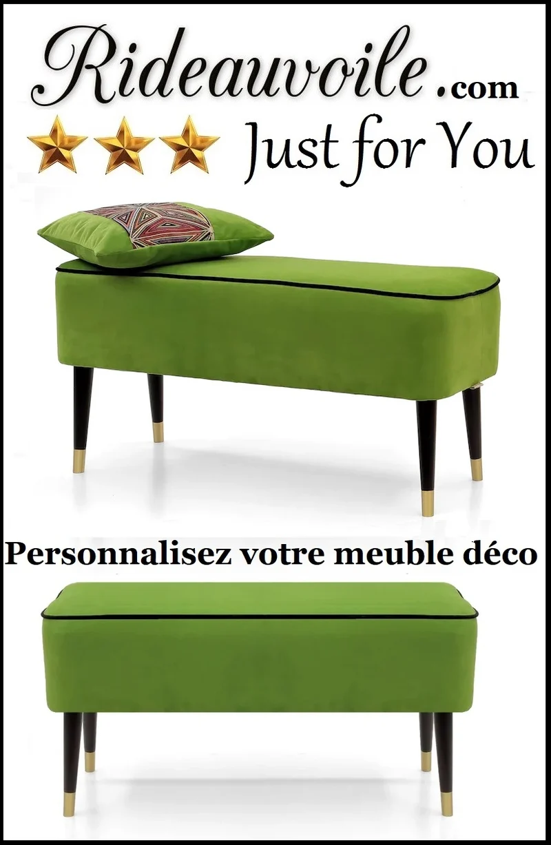 Canapé d'appoint vert foncé Banc velours vert anis pouf et Repose-pieds Siège d'intérieur
