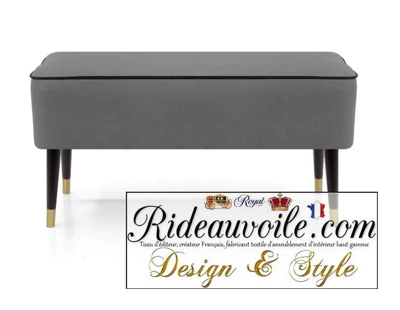 Boutique meuble Banc personnalisé pouf et Repose-pieds Siège velours gris d'intérieur