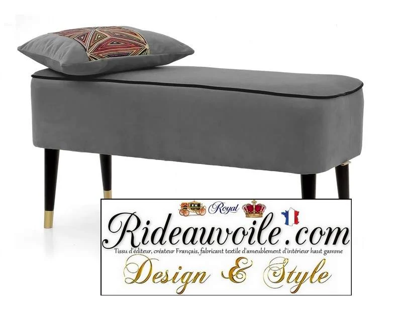 Boutique meuble Banc personnalisé pouf et Repose-pieds Siège velours gris d'intérieur