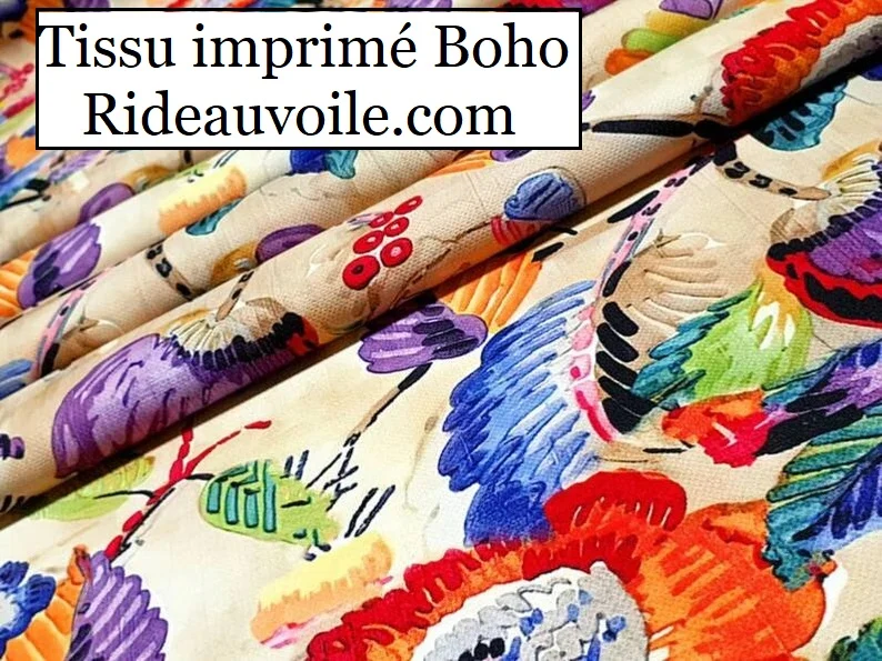 Tissu d’ameublement Mexicain Boho jardin, motif design floral au mètre rideau