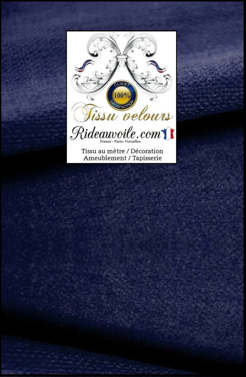 Éditeur textile Velours bleu marine tissu ameublement au mètre rideau sur mesure