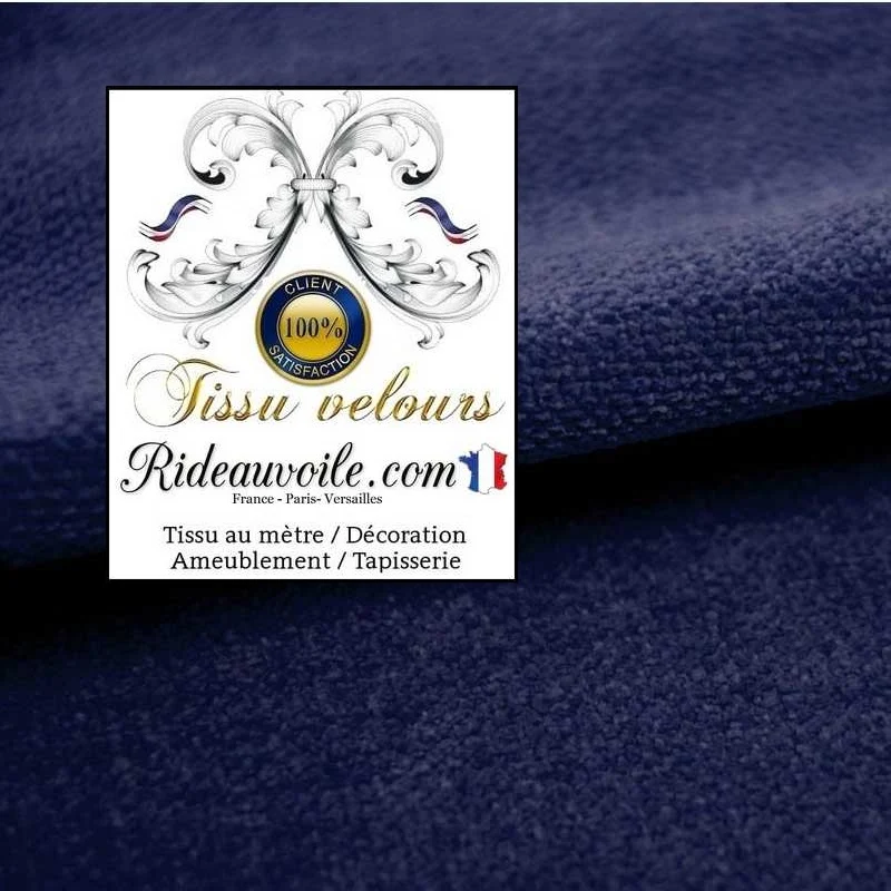Éditeur textile Velours bleu marine tissu ameublement au mètre rideau sur mesure