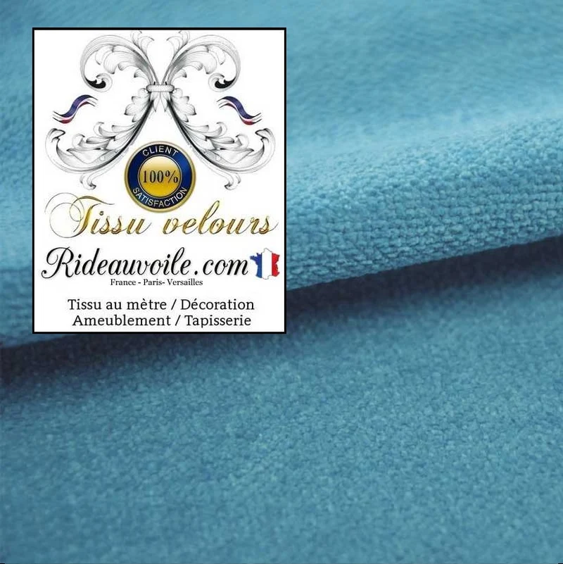 Velours uni bleu au mètre couture confection tissu rideau sur mesure canapé