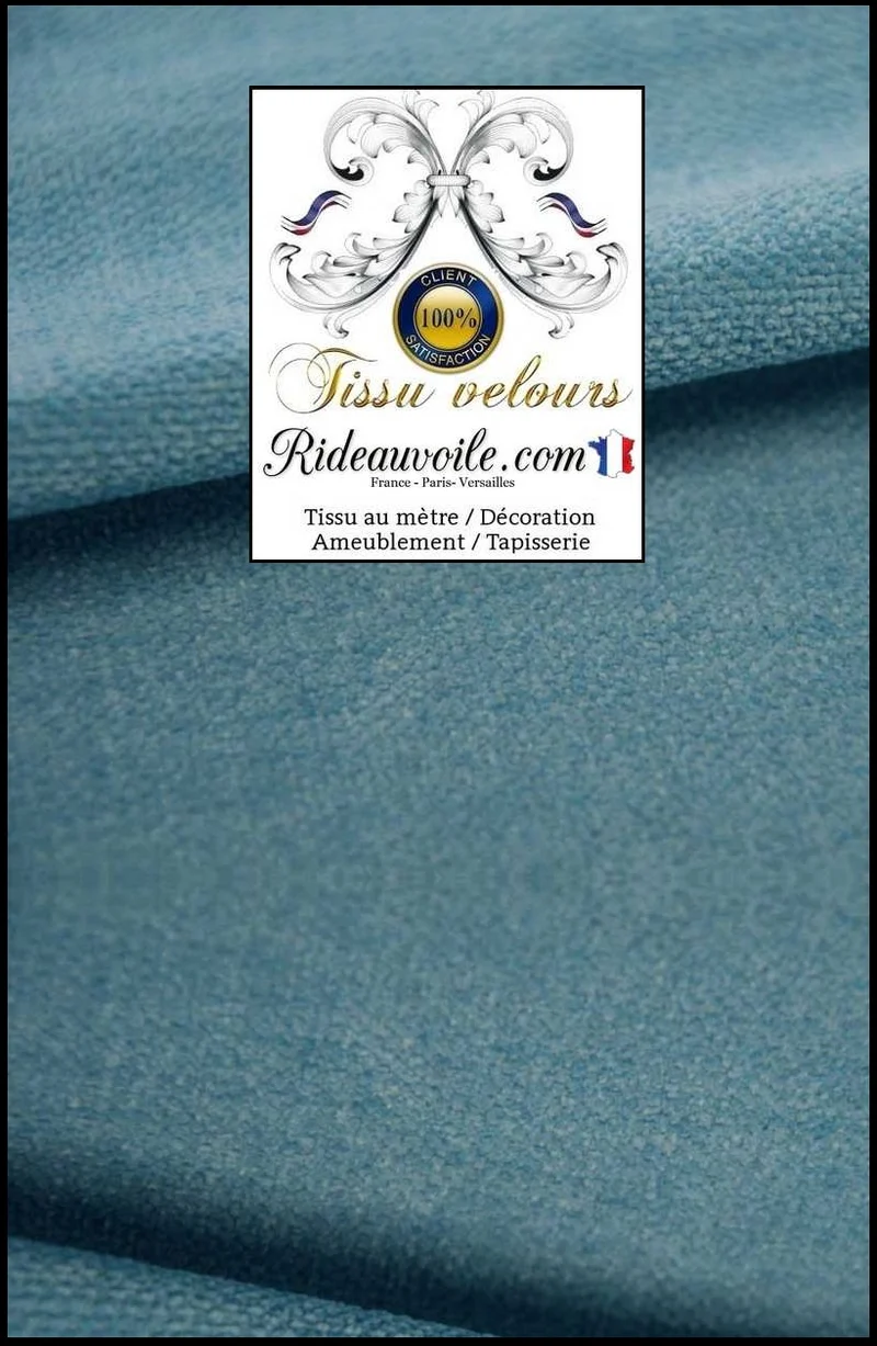 Velours d'éditeur d'ameublement velours uni bleu turquoise mètre rideau canapé