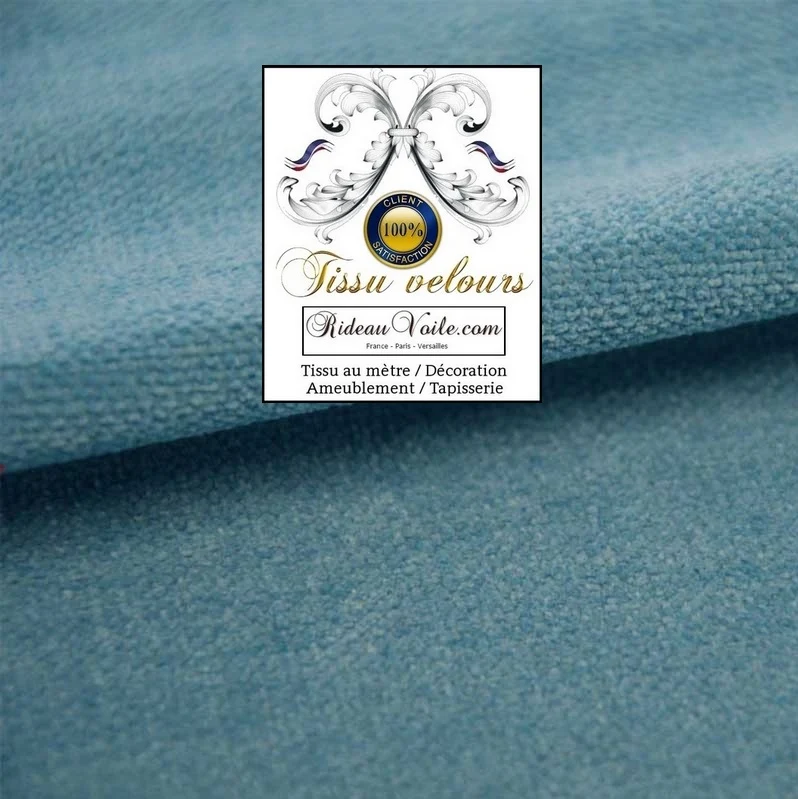 Velours d'éditeur d'ameublement velours uni bleu turquoise mètre rideau canapé