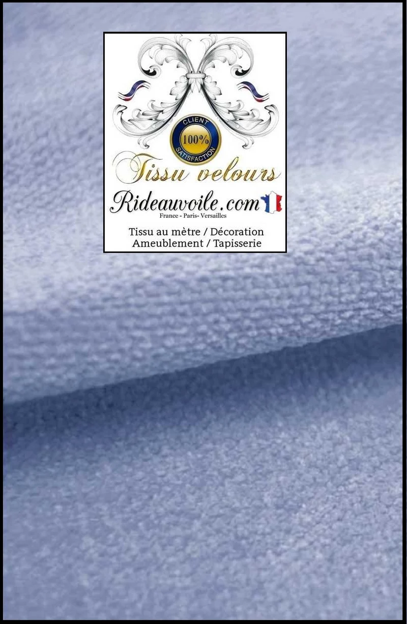 Tissu velours uni bleu textile ameublement haut gamme au mètre rideau canapé