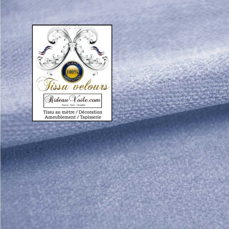 Tissu velours uni bleu textile ameublement haut gamme au mètre rideau canapé